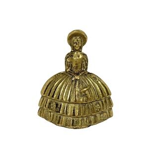 Vintage Brass Southern Belle Crinoline Lady Figurine Paperweight Bell Home Decor
